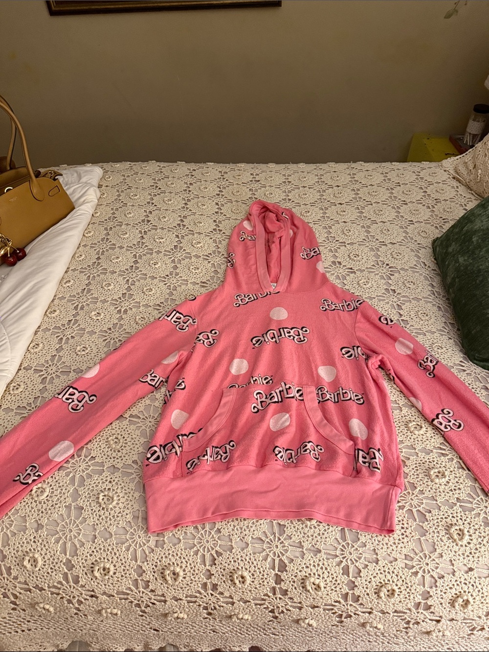 Wildfox Pink Barbie Logo Cowl-Neck Hoodie Sweater